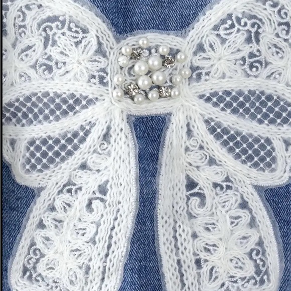 Kids Denim Jacket with Lace Bow size 3/4 - Picture 6 of 9